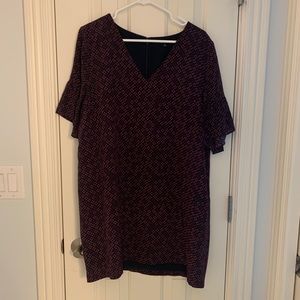 Madewell Navy Silk Bell-Sleeve Shift Dress